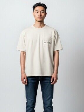 Religion London White Pullover Short Sleeve Pocket Men's T-shirt Size XL NWT